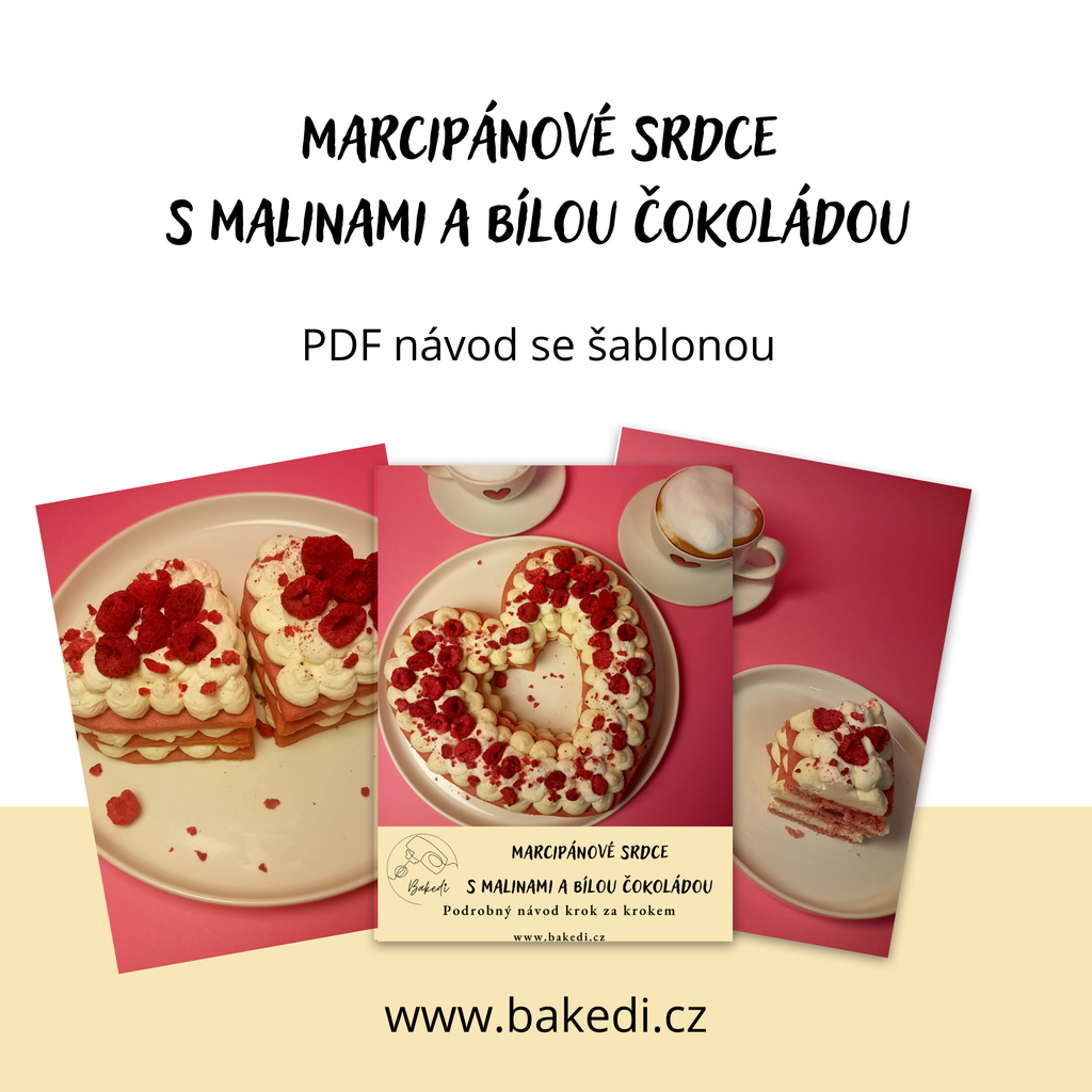 Marcipánové srdce s malinami a bílou čokoládou - PDF fotonávod