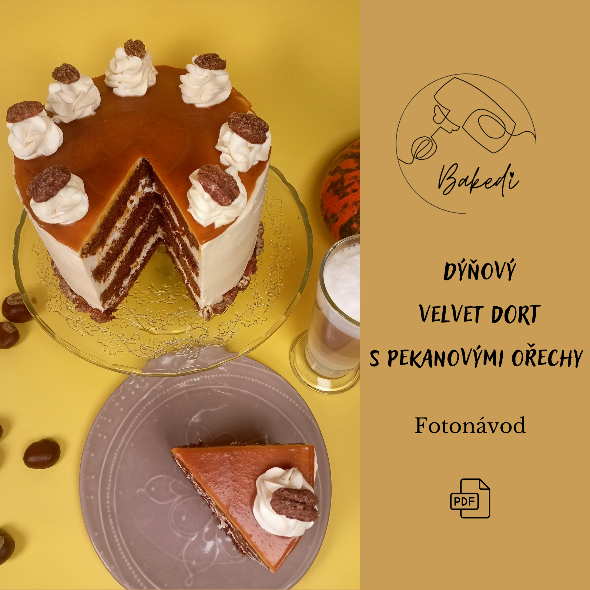 Dýňový velvet s pekany a dýňovým karamelem